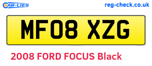 MF08XZG are the vehicle registration plates.