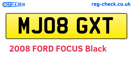 MJ08GXT are the vehicle registration plates.