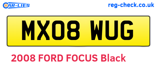MX08WUG are the vehicle registration plates.