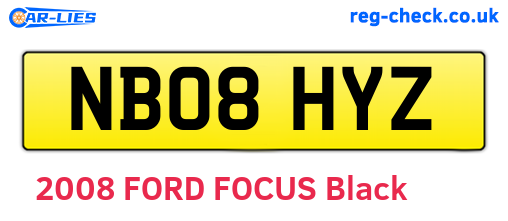 NB08HYZ are the vehicle registration plates.