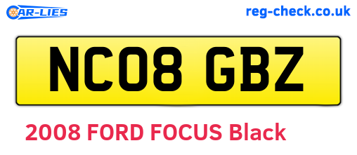 NC08GBZ are the vehicle registration plates.