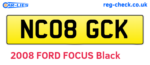 NC08GCK are the vehicle registration plates.