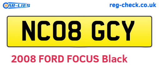 NC08GCY are the vehicle registration plates.
