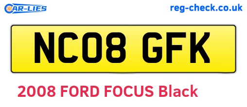 NC08GFK are the vehicle registration plates.