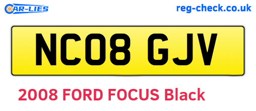 NC08GJV are the vehicle registration plates.