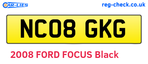 NC08GKG are the vehicle registration plates.