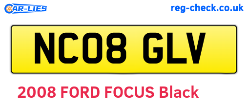 NC08GLV are the vehicle registration plates.