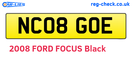 NC08GOE are the vehicle registration plates.
