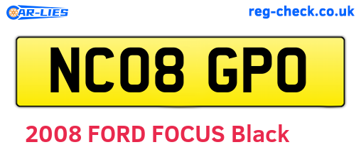 NC08GPO are the vehicle registration plates.