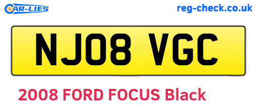 NJ08VGC are the vehicle registration plates.