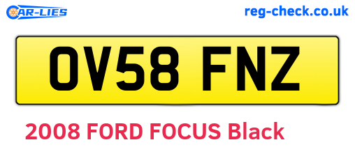 OV58FNZ are the vehicle registration plates.