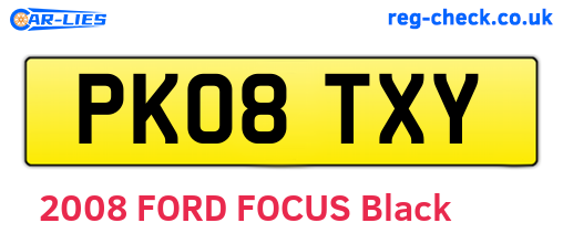 PK08TXY are the vehicle registration plates.