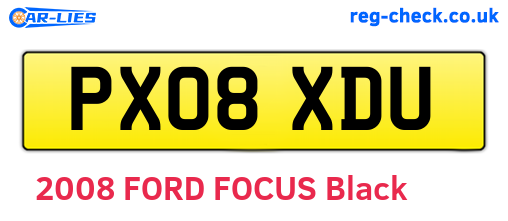 PX08XDU are the vehicle registration plates.