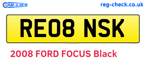 RE08NSK are the vehicle registration plates.