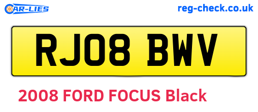 RJ08BWV are the vehicle registration plates.