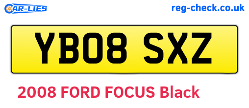 YB08SXZ are the vehicle registration plates.
