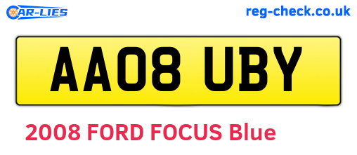 AA08UBY are the vehicle registration plates.
