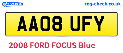 AA08UFY are the vehicle registration plates.