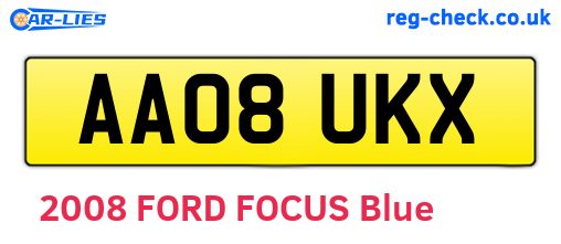 AA08UKX are the vehicle registration plates.