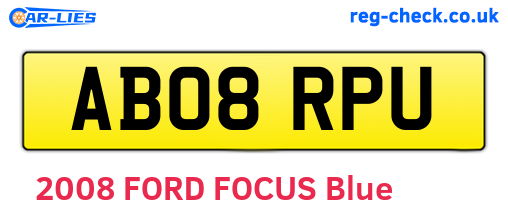 AB08RPU are the vehicle registration plates.