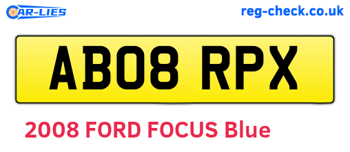 AB08RPX are the vehicle registration plates.