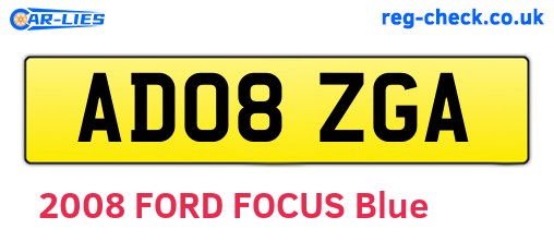 AD08ZGA are the vehicle registration plates.