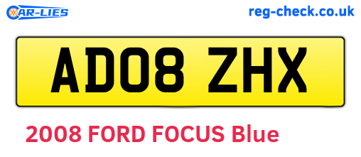 AD08ZHX are the vehicle registration plates.