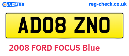 AD08ZNO are the vehicle registration plates.