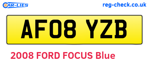 AF08YZB are the vehicle registration plates.