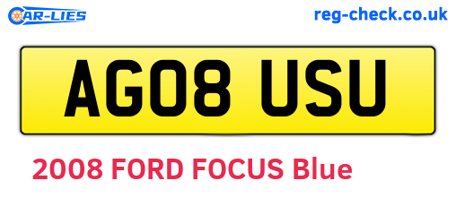 AG08USU are the vehicle registration plates.