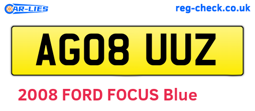 AG08UUZ are the vehicle registration plates.