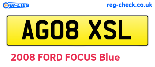 AG08XSL are the vehicle registration plates.