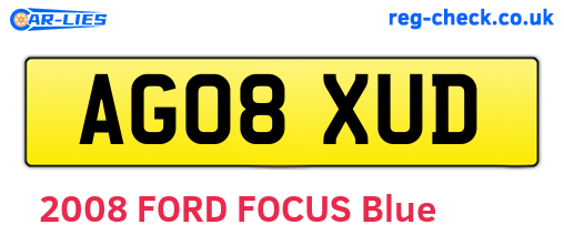 AG08XUD are the vehicle registration plates.