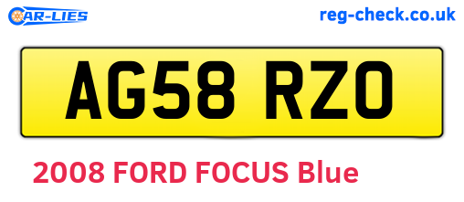 AG58RZO are the vehicle registration plates.
