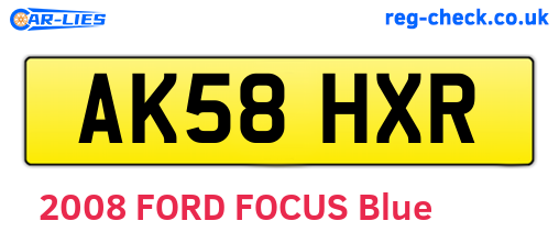 AK58HXR are the vehicle registration plates.