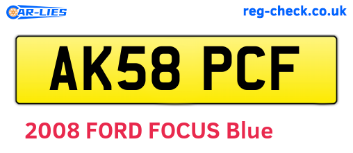AK58PCF are the vehicle registration plates.