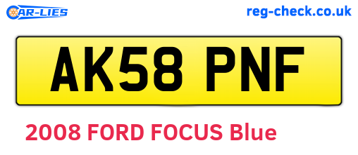 AK58PNF are the vehicle registration plates.