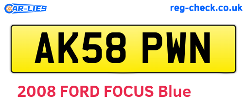 AK58PWN are the vehicle registration plates.