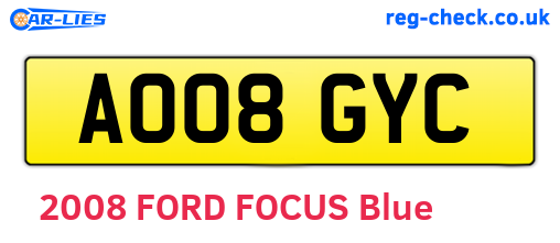 AO08GYC are the vehicle registration plates.