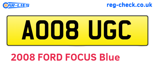 AO08UGC are the vehicle registration plates.