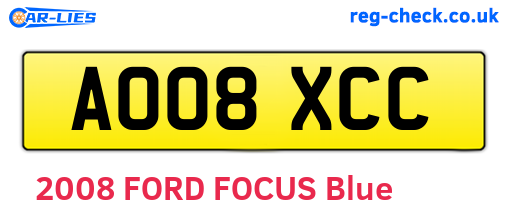 AO08XCC are the vehicle registration plates.