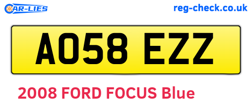 AO58EZZ are the vehicle registration plates.