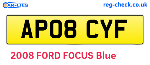 AP08CYF are the vehicle registration plates.