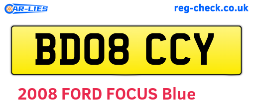 BD08CCY are the vehicle registration plates.