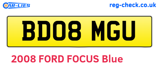 BD08MGU are the vehicle registration plates.