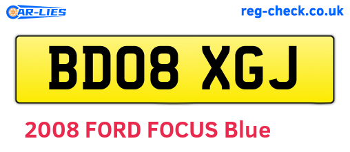 BD08XGJ are the vehicle registration plates.