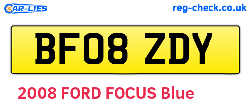 BF08ZDY are the vehicle registration plates.