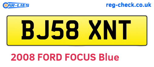 BJ58XNT are the vehicle registration plates.