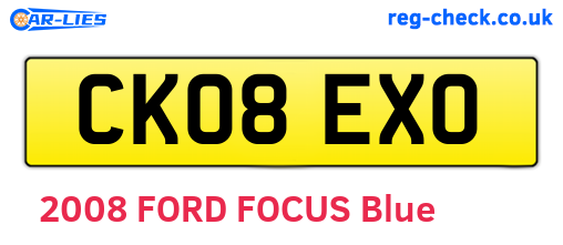 CK08EXO are the vehicle registration plates.