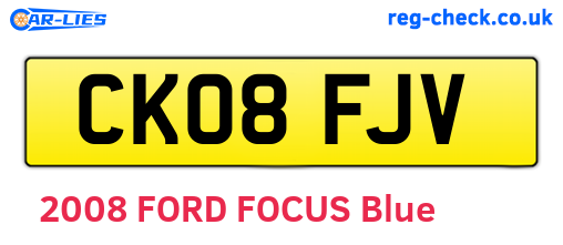 CK08FJV are the vehicle registration plates.